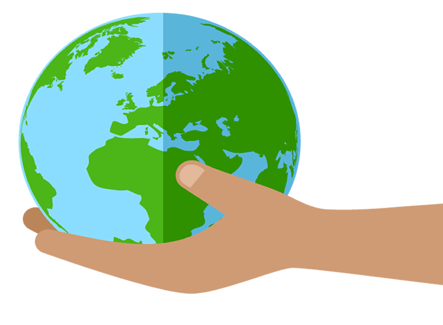 A globe being held in a student's hand, symbolizing how virtual field trips can bring the world closer.