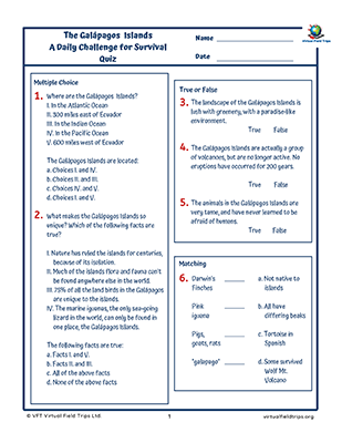 galapagos islands virtual field trip answer key