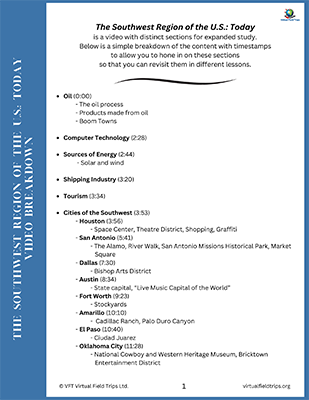 Grade 4 Southwest Region Of The U S Today Virtual Field Trip   Southwest Region Today Video Breakdown 400px 
