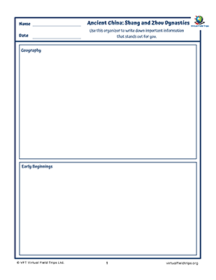 Ancient China - Shang and Zhou Dynasties Video Note-taking Organizer_400px